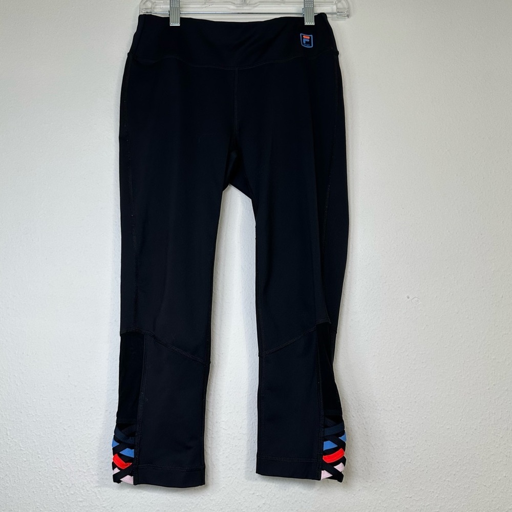 Fila Workout Black Capris with Red and Blue Accents in Size S